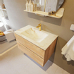 MONDIAZ VICA-DLUX Ensemble meuble de salle de bains - 80cm - meuble bas Washed oak - 2 tiroirs - lavabo encastré cloud au milieu - 1 trou de robinet - version haute 60cm - frape SW1088779