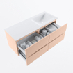 MONDIAZ VICA Ensemble meuble de salle de bains - 120cm - meuble bas rosee - 4 tiroirs - lavabo cloud à droite - 1 trou de robinet - version haute 60cm - talc SW1083536