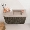 Mondiaz JOYA-DLUX 61.6cm toiletmeubel - ronding links kleur Shadow - Wastafel FAYE positie Rechts 1 kraangat kleur Saba. SW1426256