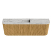 Mondiaz JOYA-DLUX 123.2cm toiletmeubel - ronding links en rechts kleur Oak - Wastafel FAYE positie Midden Zonder kraangat kleur Glace. SW1422050