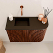 Mondiaz JOYA 61.6cm toiletmeubel - ronding rechts kleur Ruby - Wastafel FAYE positie Links Zonder kraangat kleur Urban. SW1421823