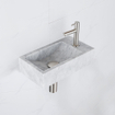 FortiFura Fuente Pack Lave-mains - 22x40x10cmcm - 1 trou de robinet - droite - marbre - robinet Inox - Blanc SW1111496
