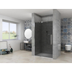 Van Rijn Products ST08 Nis Draaideur - 110x200cm - grijs rookglas - dikte 8mm - 2 delig - muurprofiel - stabilisatiestang - Chroom SW956339