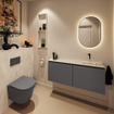 MONDIAZ TURE-DLUX meuble WC 120 cm Dark Grey. Lavabo EDEN Ostra position à droite. Sans trou de robinet. SW1104802
