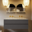 MONDIAZ VICA-DLUX Ensemble meuble de salle de bains - 130cm - sous-meuble dark grey - 2 tiroirs - lavabo encastré cloud double - sans trous de robinet - version haute 60cm - frape SW1088876