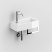 Clou Flush 3 fontein 36x18cm kraangat links met handdoekhouder Mineraalmarmer glanzend wit SW102677