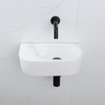 QeramiQ Fuente Ensemble de Lavabo - 40x21.5x12cm - lisse - demi-rond - céramique - ensemble de robinet noir mat - bouchon de vidange - siphon abaissé - blanc mat SW1233083