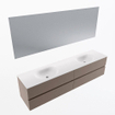 Mondiaz VICA ensemble de meuble de salle de bain - 200cm - meuble sous-vasque fumée - 4 tiroirs - lavabo lune double - sans trous de robinet - couleur talc - miroir LED - version XL 60cm de haut SW1091650