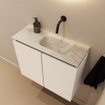 MONDIAZ TURE-DLUX Meuble toilette - 60cm - Talc - EDEN - vasque Ostra - position droite - sans trou de robinet SW1104645