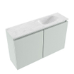 MONDIAZ TURE-DLUX Meuble de toilettes 80 cm Greey. Lavabo EDEN Opalo position droite. Avec 1 trou de robinet. SW1104350