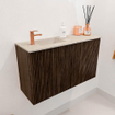 Mondiaz JOYA-DLUX 70cm toiletmeubel - kleur Walnut - Wastafel FAYE positie Links 1 kraangat kleur Frappe. SW1422263