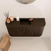 Mondiaz JOYA 83.2cm toiletmeubel - ronding links en rechts kleur Walnut - Wastafel FAYE positie Midden 1 kraangat kleur Urban. SW1421364