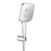 GROHE Rainshower SmartActive 130 Cube Ensemble de douchette - 3 types de jets - carré - avec support - flexible lisse - 150 cm - chrome SW471470