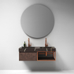 Saniclass Artificial Marble Lavabo pour meuble - 160.6x10.5x45.7cm - sans trop-plein - 2 vasques - sans trou de robinet - composite - Copper Brown SW957298