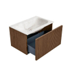 MONDIAZ KURVE-DLUX 70cm Meuble salle de bain - couleur Walnut - 1 tiroir - vasque BIG SMALL centre - sans trou de robinet - couleur Frappe SW1137425