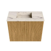 Mondiaz JOYA-DLUX 50cm toiletmeubel - kleur Oak - Wastafel FAYE positie Links Zonder kraangat kleur Nata. SW1424008
