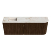 Mondiaz JOYA-DLUX 111.6cm toiletmeubel - ronding rechts kleur Walnut - Wastafel FAYE positie Links Zonder kraangat kleur Frappe. SW1422314