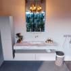 Mondiaz ALAN-DLUX Ensemble de meuble - 150cm - meuble Cale mat - 2 tiroirs - Lavabo Cloud Glace suspendu - vasque Centre - 0 trous de robinet SW805748