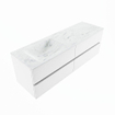 MONDIAZ VICA-DLUX Ensemble meuble de salle de bains - 150cm - meuble bas Talc - 4 tiroirs - lavabo encastré Cloud gauche - 1 trou de robinet - version haute 60cm - Opalo SW1088577