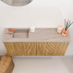 Mondiaz JOYA-DLUX 90cm toiletmeubel - kleur Oak - Wastafel FAYE positie Links 1 kraangat kleur Saba. SW1426238