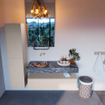 Mondiaz ALAN-DLUX Ensemble de meuble - 120cm - meuble Linen mat - 1 tiroir - Lavabo Cloud Lava suspendu - vasque gauche - 0 trous de robinet SW808185