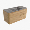 Mondiaz CIRO-DLUX Badkamermeubelset - 100x45x50cm - Solid surface wastafel Sombra - 1 wasbak Midden - 1 kraangat - 2 lades - Oak SW1531229