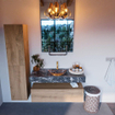 Mondiaz ALAN-DLUX Ensemble de meuble - 110cm - meuble Washed Oak mat - 1 tiroir - Lavabo Cloud Lava suspendu - vasque Centre - 1 trou de robinet SW809039