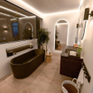 Mondiaz CIRO-DLUX Meuble de salle de bains - 120x45x50cm - Plan vasque solid surface Lava - 1 lavabo à droite - sans trous de robinetterie - 2 tiroirs - Noyer SW1530193