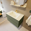 Mondiaz VICA-DLUX ensemble de meuble de salle de bain - 80cm - meuble sous-vasque armée - 2 tiroirs - lavabo encastré nuage milieu - 1 trou de robinet - version haute de 60cm - opalo SW1086460