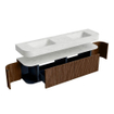 MONDIAZ THOR-DLUX 180cm meuble de salle de bains arrondi gauche + droite couleur Walnut avec 2 tiroirs et 2 portes. Vasque suspendue CLOUD Double sans trou de robinet couleur Opalo. SW1467694