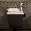 Mondiaz Fowy Meuble de toilette - 40x50x23cm - urban mat - 1 trou de robinet - lavabo à gauche - 1 porte - solid surface - plan MDF - lavabo : Blanc / Noir SW760831
