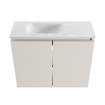 MONDIAZ TURE-DLUX Meuble toilette - 60cm - Linen - EDEN - vasque Opalo - position gauche - sans trou de robinet SW1104404