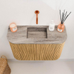Mondiaz JOYA-DLUX 63.2cm toiletmeubel - ronding links en rechts kleur Oak - Wastafel FAYE positie Midden Zonder kraangat kleur Oza. SW1424125
