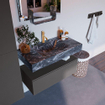 Mondiaz ALAN-DLUX Ensemble de meuble - 90cm - meuble Dark grey mat - 1 tiroir - Lavabo Cloud Lava suspendu - vasque Centre - 1 trou de robinet SW808068