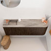 Mondiaz JOYA-DLUX 111.6cm toiletmeubel - ronding rechts kleur Walnut - Wastafel FAYE positie Links 1 kraangat kleur Oza. SW1424621