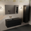 Mondiaz AIVY Ensemble de meuble - 120x45x50cm - 0 trous de robinet - 1 vasque Urban Solid surface - Gauche - 2 tiroirs - avec miroir - MDF Urban SW909434