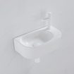QeramiQ Fuente Ensemble lave-mains - 40x21.5x12cm - droit - lisse - demi-rond - 1 trou de robinet - céramique - robinet lave-mains blanc mat - bonde - siphon abaissé - blanc brillant SW1232801