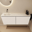 MONDIAZ TURE-DLUX Meuble de toilettes 120cm Talc. Lavabo EDEN Ostra position gauche. Sans trou de robinet. SW1104700