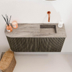 Mondiaz JOYA-DLUX Meuble de toilette 81,6cm - arrondi gauche couleur Shadow - Vasque FAYE position Droite Sans trou de robinet couleur Oza SW1425091