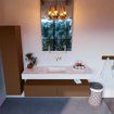 Mondiaz ALAN-DLUX Ensemble de meuble - 150cm - meuble Rust mat - 2 tiroirs - Lavabo Cloud Opalo suspendu - vasque Centre - 0 trous de robinet SW806576