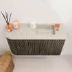 Mondiaz JOYA-DLUX Meuble de salle de bains - 71,6cm - arrondi gauche couleur Shadow - Vasque FAYE position Droite 1 trou de robinet couleur Opalo. SW1422933