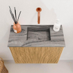 Mondiaz JOYA-DLUX Meuble de toilette 50cm - couleur Oak - Lavabo FAYE position Droite Sans trou de robinet couleur Sombra. SW1424246