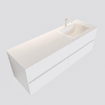 ENSEMBLE DE MEUBLE MONDIAZ VICA - 150 cm - 4 tiroirs - lavabo Cloud à droite - 1 trou de robinet - solid surface talc SW409910
