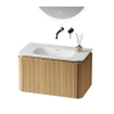 Saniclass Terra vasque pour meuble de salle de bains - 81x46x1,2cm - coins arrondis - 1 vasque - sans trou de robinet - solid surface - blanc mat SW1418390