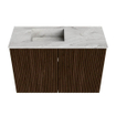 Mondiaz JOYA-DLUX 60cm meuble de salle de bains - couleur Walnut - Vasque FAYE position Gauche Sans trou de robinet couleur Glace. SW1422353