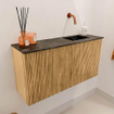 Mondiaz JOYA-DLUX 80cm toiletmeubel - kleur Oak - Wastafel FAYE positie Rechts Zonder kraangat kleur Lava. SW1422043
