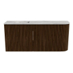 Mondiaz JOYA-DLUX 91.6cm toiletmeubel - ronding rechts kleur Walnut - Wastafel FAYE positie Links Zonder kraangat kleur Glace. SW1422403