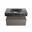 Mondiaz ALAN-DLUX Ensemble de meuble - 80cm - meuble Dark grey mat - 1 tiroir - Lavabo Cloud Lava suspendu - vasque Centre - 1 trou de robinet SW808180