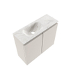 MONDIAZ TURE-DLUX Meuble toilette - 60cm - Linen - EDEN - vasque Ostra - position gauche - sans trou de robinet SW1104920