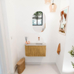 Mondiaz JOYA-DLUX 71.6cm toiletmeubel - ronding links kleur Oak - Wastafel FAYE positie Rechts Zonder kraangat kleur Glace. SW1422022